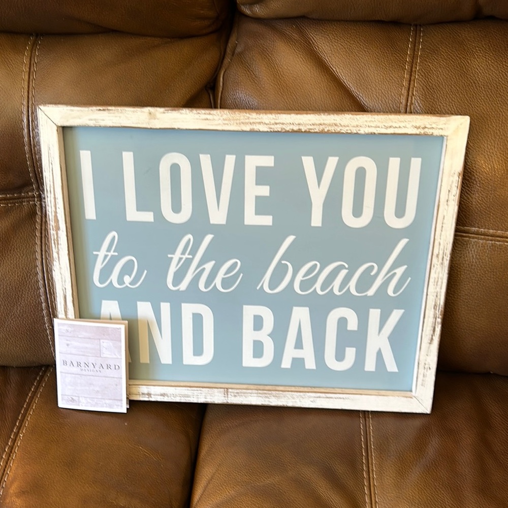 Blue and White Beach Wall Decor Sign